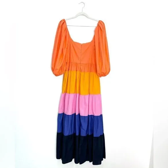 NEW Farm Rio Tiered Colorblocked Maxi Dress